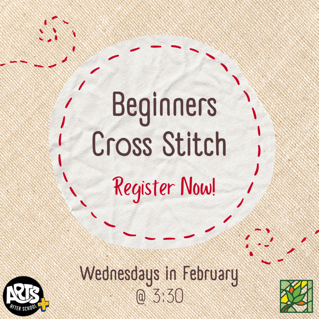 beginners cross stitch wednesdays in february at 3:30